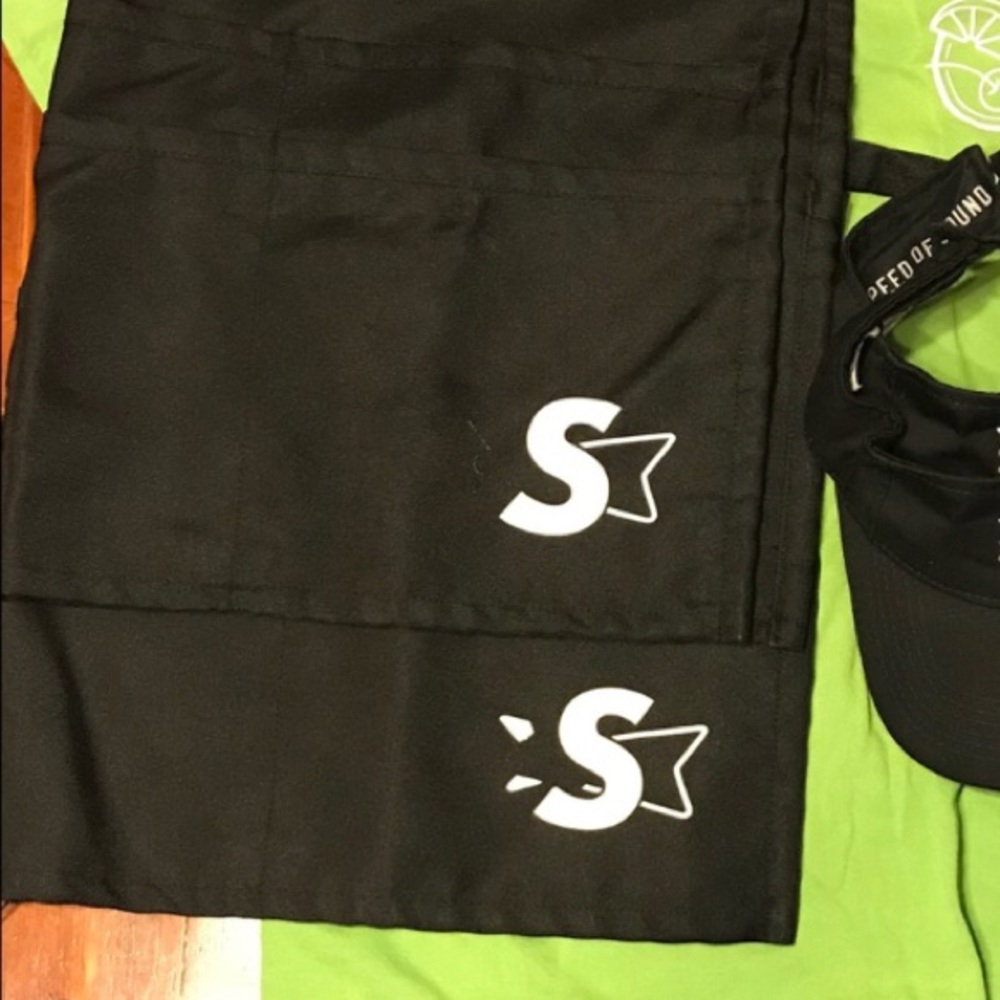 Two sonic aprons and sonic crew shirt